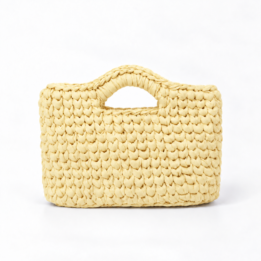 Bolsa Mini de Crochê Amarelo Manteiga Feita à Mão – Sophia Kato